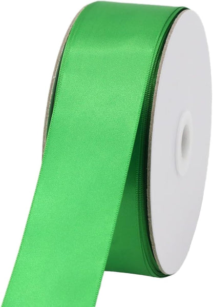 Green Double Faced Satin Ribbons 1-1/2 inch Flower Boutique Gift Wrapping Ribbon 1.5inch 50yards Fabric Silk Bow Ribbon for Valentine's Day & Mother's Day DIY Crafts Hair Headband-Sewing