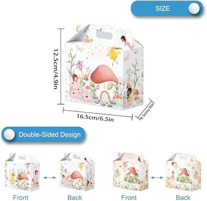 16 Pcs Fairy Party Favor Boxes - Flower Fairy Party Gift Paper Boxes, Floral Fairies Themed Decorations for Birthday Presents Decorations Supplies