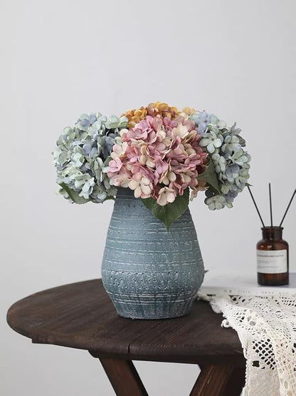 Kimura's Cabin 6pcs Fake Hydrangea Flowers Vintage Artificial Silk Hydrangeas Bouquets Faux Hydrangea with Stems for Autumn Wedding Party Home Garden Table Center Decoration (Pink Purple)