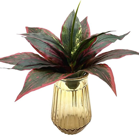 Artificial Agave Fake Plants Red 2 Pack, 10 Inches Faux Shrubs Flowers Grass Plant for Wedding Party Office Indoor Outdoor Home Yard Garden Greenery Leaves Decor UV Resistant Planter Filler Decoration