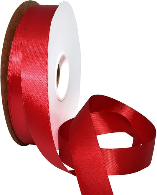 Morex Ribbon Double Face Satin Ribbon 7/8" X 50 YD Ruby Ribbon for Gift Wrapping, Birthday Gift Cards, Satin Dress for Women, Silk Ribbons for Crafts, Wedding Gifts for Couple