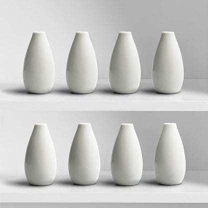 Modern Small Flower Vases 8 Pack - Ceramic, White