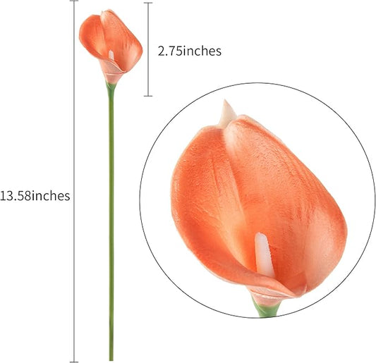 DuHouse 20Pcs Artificial Calla Lily Flower Real Touch Latex Flowers for DIY Wedding Bouquet Party Home Decor (Coral)