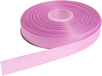 Solid Grosgrain Ribbon 25 Yard Each Roll 100% Polyester Woven Edge (1/2", Purple Pink)