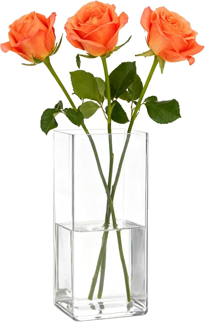 Acrylic Square Flower Vase, Non-breakable Vase, 5" x 5" x 10" Tall Clear Vases for Flower, Large Cube Floral Plant Container, Planter Terrarium for Wedding Party Event, Home Office Decor