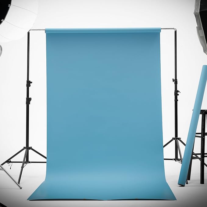 Kate Seamless Paper Backdrop for Photography Blue Seamless Backdrop Paper (86''x32.8' Lite Blue)