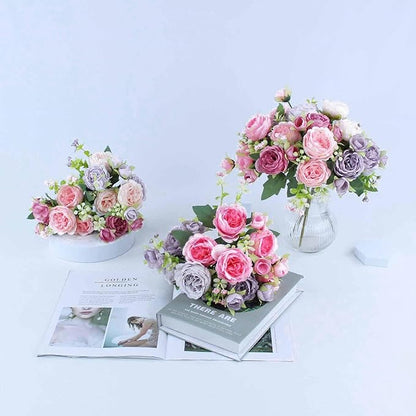 8 Bundles Peonies Artificial Flowers Silk Peonies Faux Flowers Fake Peonies Artificial Flowers Peonies Bouquet for Table Centerpieces Decoration Wedding Decor Home Party Decor (Multicolor)