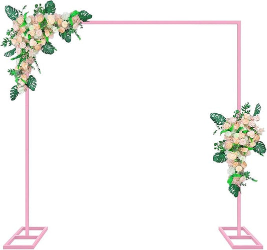 6.6FT Pink Metal Wedding Arches for Ceremony Square Balloon Arch Stand Rectangular Backdrop Stand for Anniversary Birthday Party Bridal Shower Home Indoor Outdoor Decoration
