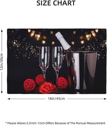 Red Rose Wine Linen Table Placemats Set of 4 Romantic Floral Modern Art Placemat Indoor Outdoor Party Home Desktop Kitchen Dining Room Decoration 12x18 Inch