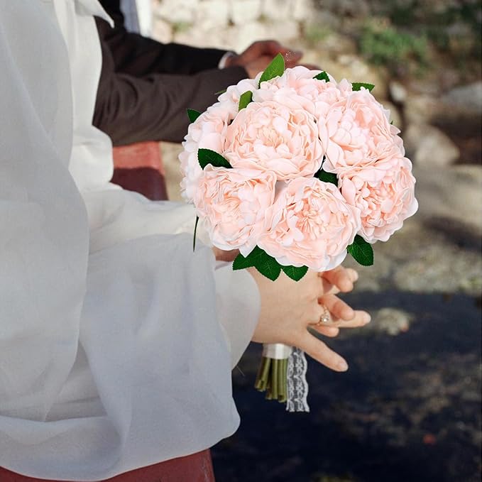 16pcs 4" Peonies Artificial Flowers Bulk, Pink Fake Peony Foam Flowers, Silk Peonies Faux Bouquet for Floral Arrangements Wedding Bridal Flower Cake Decorative Flower Table Centerpieces