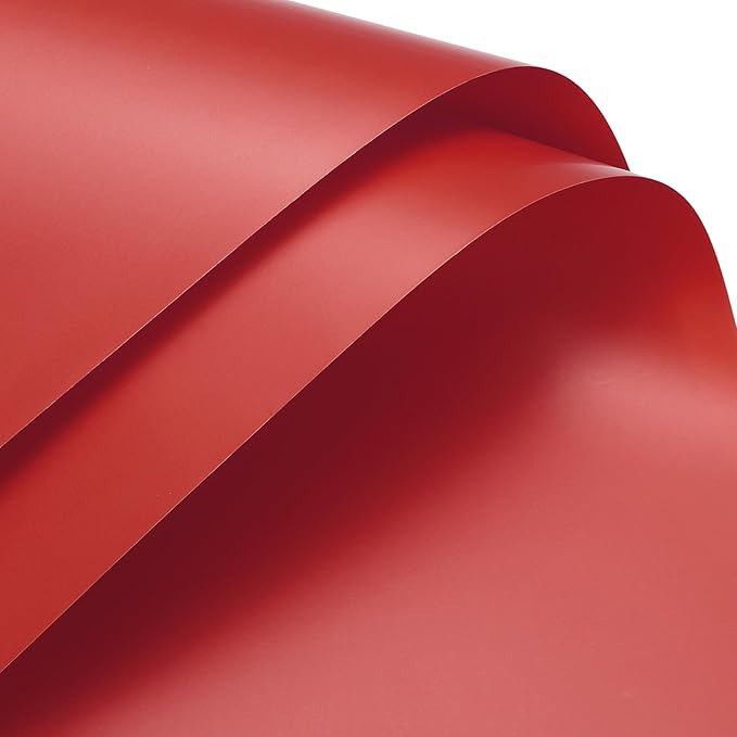 MECCANIXITY Pearlescent Film Flower Wrapping Paper 22.8x22.8 Inch Waterproof for DIY Crafts, Gift/Gift Box Packaging China Red Pack of 20