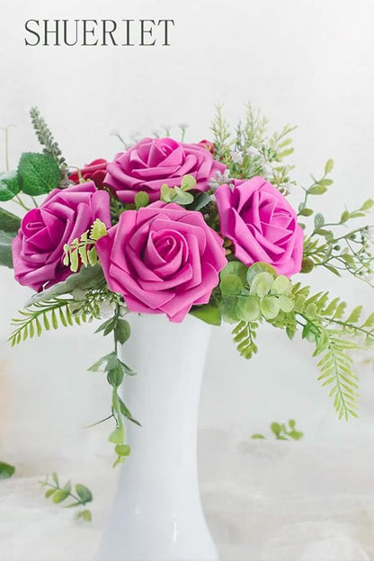 Blush Pink Artificial Roses 25pcs, Real Looking Fake Flowers with Stems for DIY Wedding Centerpieces, Bridal Shower, Party, Valentine's Day Gift, Home Decor