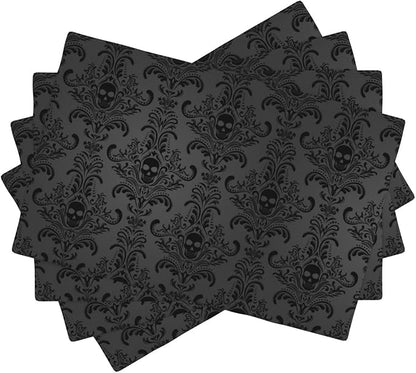 Placemats for Kitchen Dining Table Set of 4,Gothic Horror Skulls Printed Halloween Party Event Table Decoration Placemats 4 PCS, Style-23