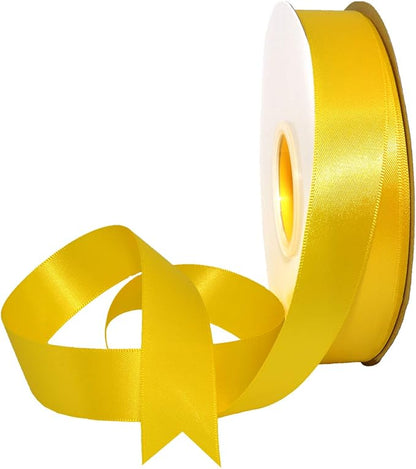 Morex Ribbon Double Face Satin Ribbon 7/8" X 50 YD Daffodil Ribbon for Gift Wrapping, Birthday Gift Cards, Satin Dress for Women, Silk Ribbons for Crafts, Wedding Gifts for Couple