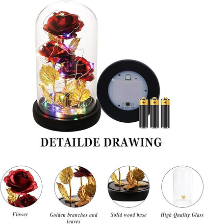Womens Gift for Christmas Birthday Gift,Christmas Rose Gifts for Women,Galaxy Flower Rose with 2 Light Modes,Colorful Crystal Flower Enchanted Rose in Glass Dome,Xmas Gifts for Mom Wife Girlfriend