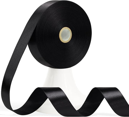 60 Yards Black Satin Ribbon 7/8 Inch, Solid Black Polyester Fabric Ribbon for Gift Wrapping, Crafts, Flower Bouquet, Wedding, Festival, Christmas, Halloween