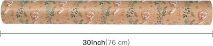 WRAPAHOLIC 30 Inch Jumbo Kraft Christmas Wrapping Paper - 30 Inch x 100 Feet Jumbo Roll Reindeer Wrapping Paper with Holly Design for Christmas, Holiday, Party Celebration
