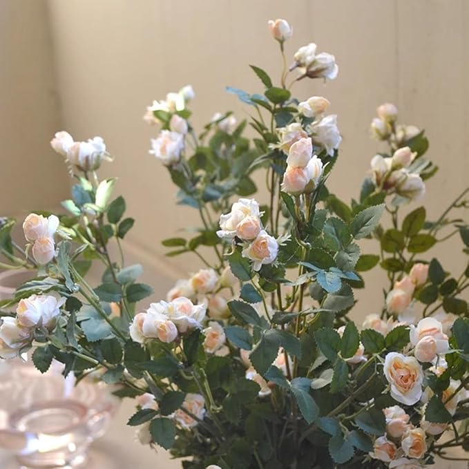 Melorca&Guilla Artificial Flowers Fake Flowers,6PCS 29" Artificial Rose for Vase, Long Stems White Artificial Flowers Faux Flower Arrangements for Shop Garden Office Home Décor(6, White Rose)