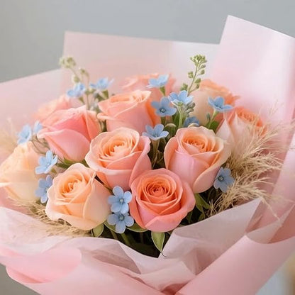 Jutieuo 20 Sheets Light Pink Flower Wrapping Paper, Waterproof Floral Wrap Solid Bouquet Wrapping Paper Florist Supplies (22.8 x 22.8 inch)