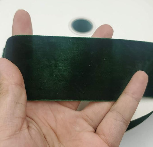 10 Yards Velvet Ribbon Spool (Dark Green, 2")