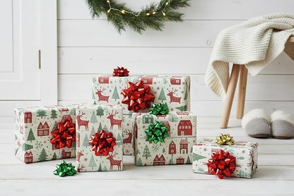 CT CRAFT LLC Gift Bows 22 PCS Set Multi Colored Assorted - Bow x 18 pcs + Kegg Roll x 4 pcs - Red/Gold/Green, Holiday Christmas Birthday Party Wrapping