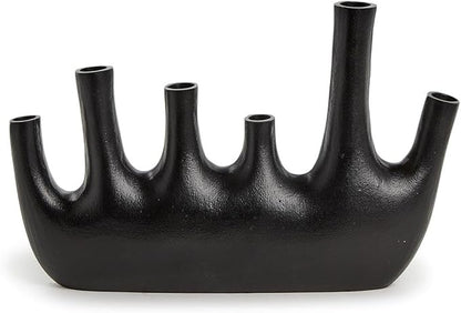 Two's Company Cosmo Black Pipe Decorative Vase, 11-inches Height, Aluminum, Home Decor Accessories