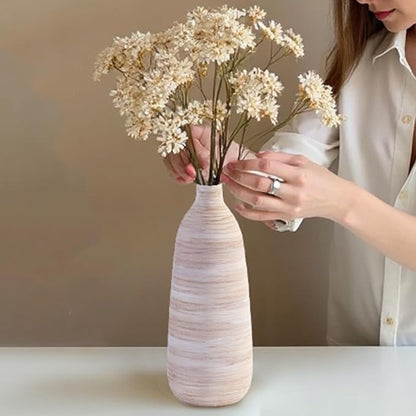 ALMA 18 inch Extra Tall Floor Vase for Home Decor, Large Boho Vase for Tall Pampas Grass, Cream Ceramic Flower Vase for Centerpieces, Living Room Floor, Entryway Floor, Mantel, Bookshelf