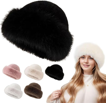 Faux Fur Bucket Hat, Womens Winter Plush Fluffy Furry Mink Hats Warm Thickened Fisherman Cap for Girls Women