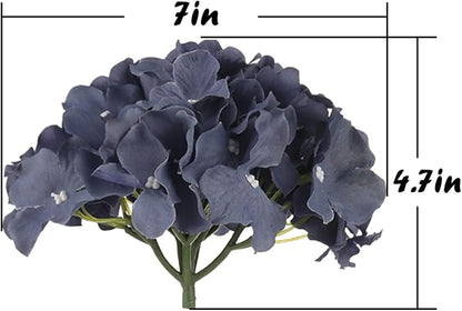 Flojery Silk Hydrangea Heads Artificial Flowers Heads with Stems for Home Wedding Decor,Pack of 10 (Dusty Blue)