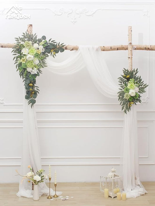Artificial Flowers Wedding Arch Decor Arch Flowers (Set of 2) for Wedding Welcome Sign and Backdrop Decoration (Green)
