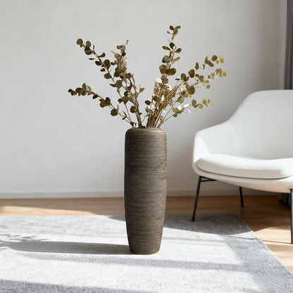 Vintage Ceramic Floor Vase – 23.6 Inch Distressed Glazed Oversized Floor Urn, Rustic Country Decor for Entryway, Living Room & Corner