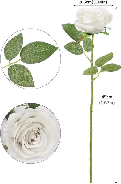 30pcs Roses Artificial Flowers Nude Silk Roses with Long Stems Fake Flowers for Wedding Bouquet Centerpices Decorations Party Bridal Baby Shower Home Decor