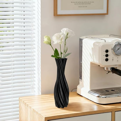 Black Ceramic Decorative Vase, Nordic Modern Irregular Shape Flower Vase for Home Decor, Simple Artistic Centerpiece for Dining Table or Coffee Table