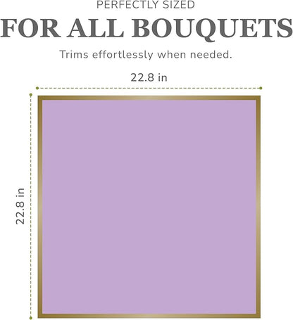 the florist Supply 20 Sheets Premium Flower Wrapping Paper | Waterproof Flower Wrapping Paper for Bouquets | Double Sided Floral Bouquet Sheets | DIY Gifts Borderline Lavender/Gold