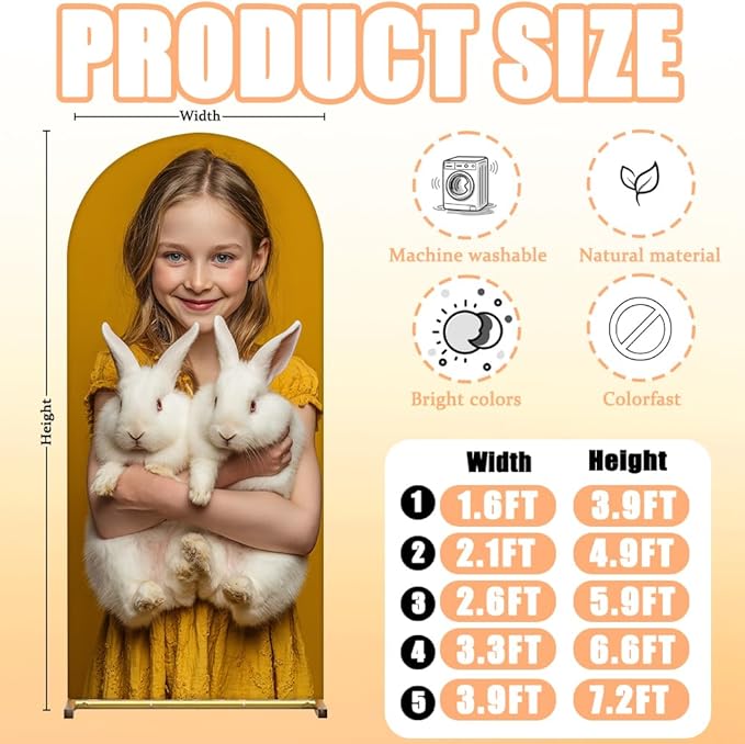 Customizable Arch Backdrop Stand and Cover Set – Featuring a Golden Metal Arch Stand, Customizable with Your Desired Images/Photos. Suitable for Baby Showers, Weddings, Festivals, Birthdays
