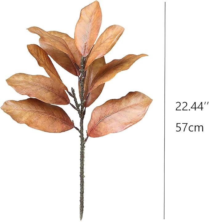 3Pcs Fall Artificial Magnolia Stems, Yellow Magnolia Leaf Branches for Floral Arrangements, Faux Autumn Greenery for Home Table Centerpiece, Thanksgiving & Wedding Decor