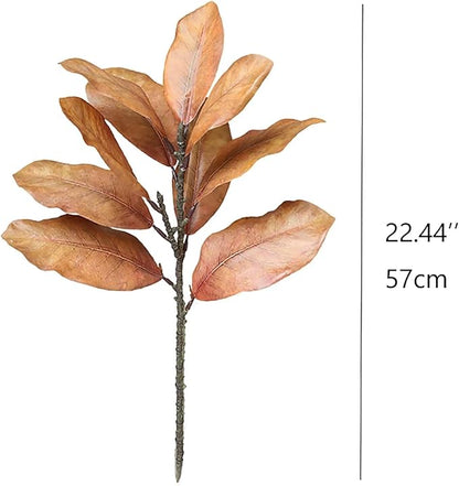 3Pcs Fall Artificial Magnolia Stems, Yellow Magnolia Leaf Branches for Floral Arrangements, Faux Autumn Greenery for Home Table Centerpiece, Thanksgiving & Wedding Decor