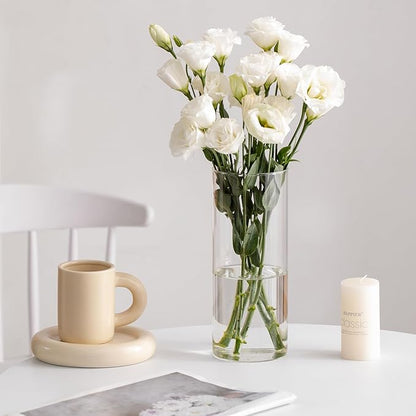 Devilfire 8 Inches Tall (20 cm) Clear Glass Cylinder vases,Pack of 12 Centerpiece Flower Vase,Floating Candle Holder for Home & Garden Decor, Wedding, Party.