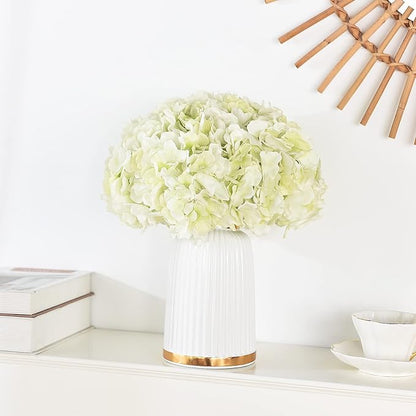 10PCS Artificial Hydrangea Flowers, Fake Hydrangea Silk Flowers Heads with Stems for Wedding Home Party Shop Baby Shower Decoration-Light Green