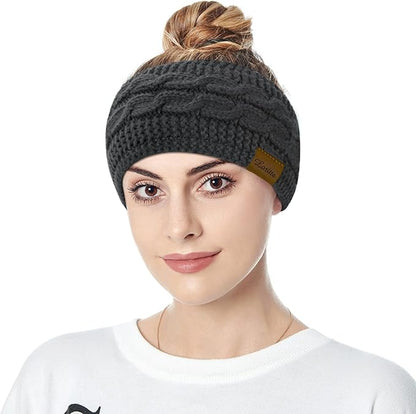 Loritta Womens Ear Warmers Headbands Winter Warm Fuzzy Cable Knit Head Wrap Fleece Lined Gifts