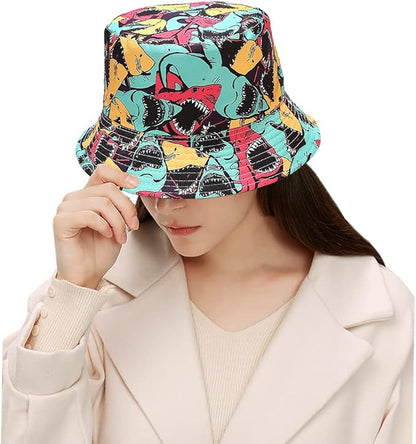 Malaxlx Unisex Bucket Hat Beach Sun Hat Aesthetic Fishing Hat for Men Women Teens, Reversible Double-Side-Wear