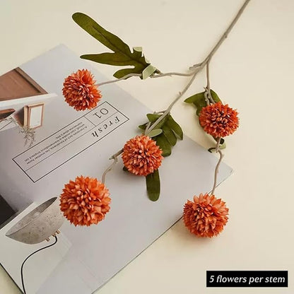 Artificial Flowers for Vases 20.5 Inch 10 Stems，Silk Dried Fake Mums Bouquet Indoor Faux Floral Arrangements for Decoration (Orange)
