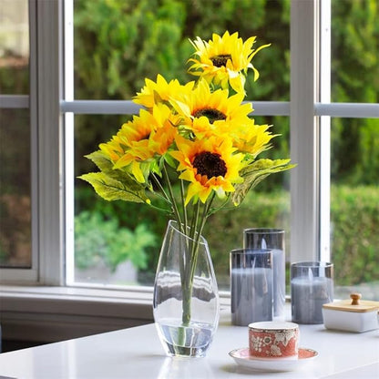 Enova Floral Unique Angled Rim Clear Glass Vase 4.5" W 8.0" H, Decorative Flower Vase for Home Decor Indoor, Wedding Centerpiece Event (1 Piece)