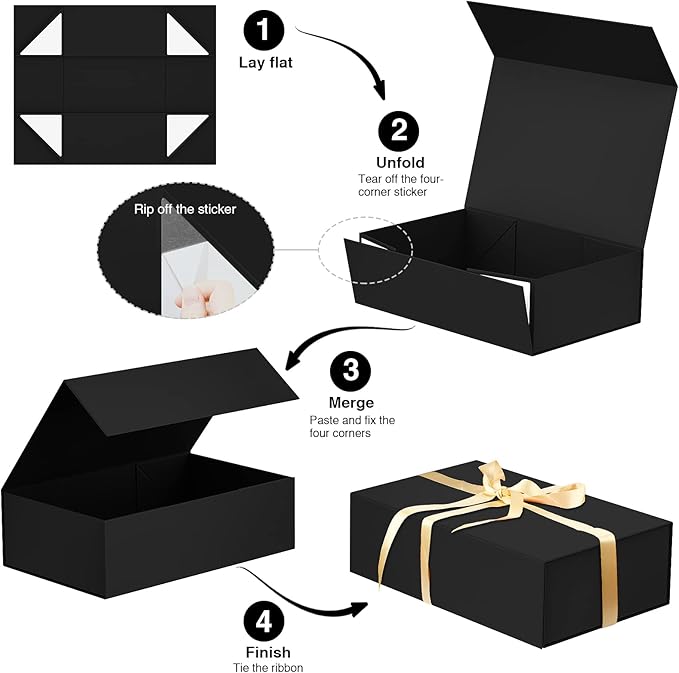 Luxury Large Gift Box 13.8"x9"x4.3" Storage Box Ribbon Magnetic Closure for Luxury Packaging Box for Mother's Day, Birthdays, Bridal Gifts,Weddings
