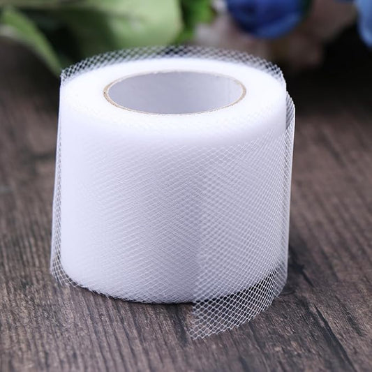 2 PCS White Polyester Mesh Tulle Rolls for Wedding Decorations DIY Craft Sewing Bow Tutu Skirt Bouquet Wrapping Organza Fabric