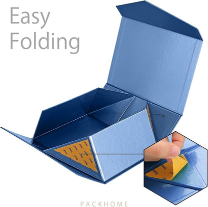 PACKHOME 6 Gift Boxes 9x6.5x3.8 Inches, Rectangle Collapsible Boxes with Magnetic Lids for Gift Packaging (Glossy Navy)