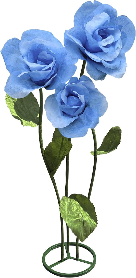 3pc Wedding Decorations for Reception, Giant Flowers for Decoration,Standing Huge Paper Flower, for Outdoor Garden Party Ceremony Reception Photography Props (Blue)