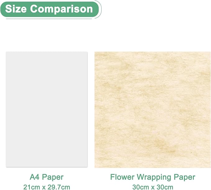 M METERXITY 38-Sheet Korean Cotton Wrapping Flower Paper, 11.8 Inch Waterproof Floral Wrapping Cotton Paper for Bouquets/Gift Packaging [Beige]