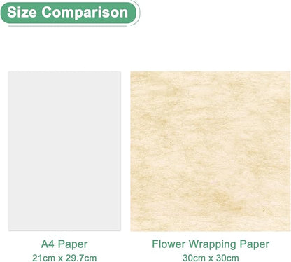 M METERXITY 38-Sheet Korean Cotton Wrapping Flower Paper, 11.8 Inch Waterproof Floral Wrapping Cotton Paper for Bouquets/Gift Packaging [Beige]