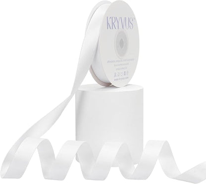 Premium Double Faced Satin Ribbon, 5/8 Inch X 25 Yards, White, Perfect for Gift Wrapping, Crafts, Wedding Decor